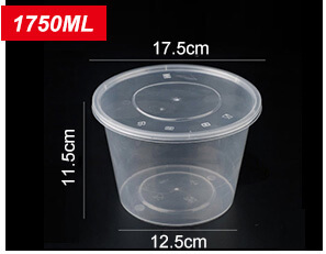 Plastic Disposable Food Containers - Round - 1750ml