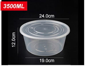 Plastic Disposable Food Containers - Round - 3500ml